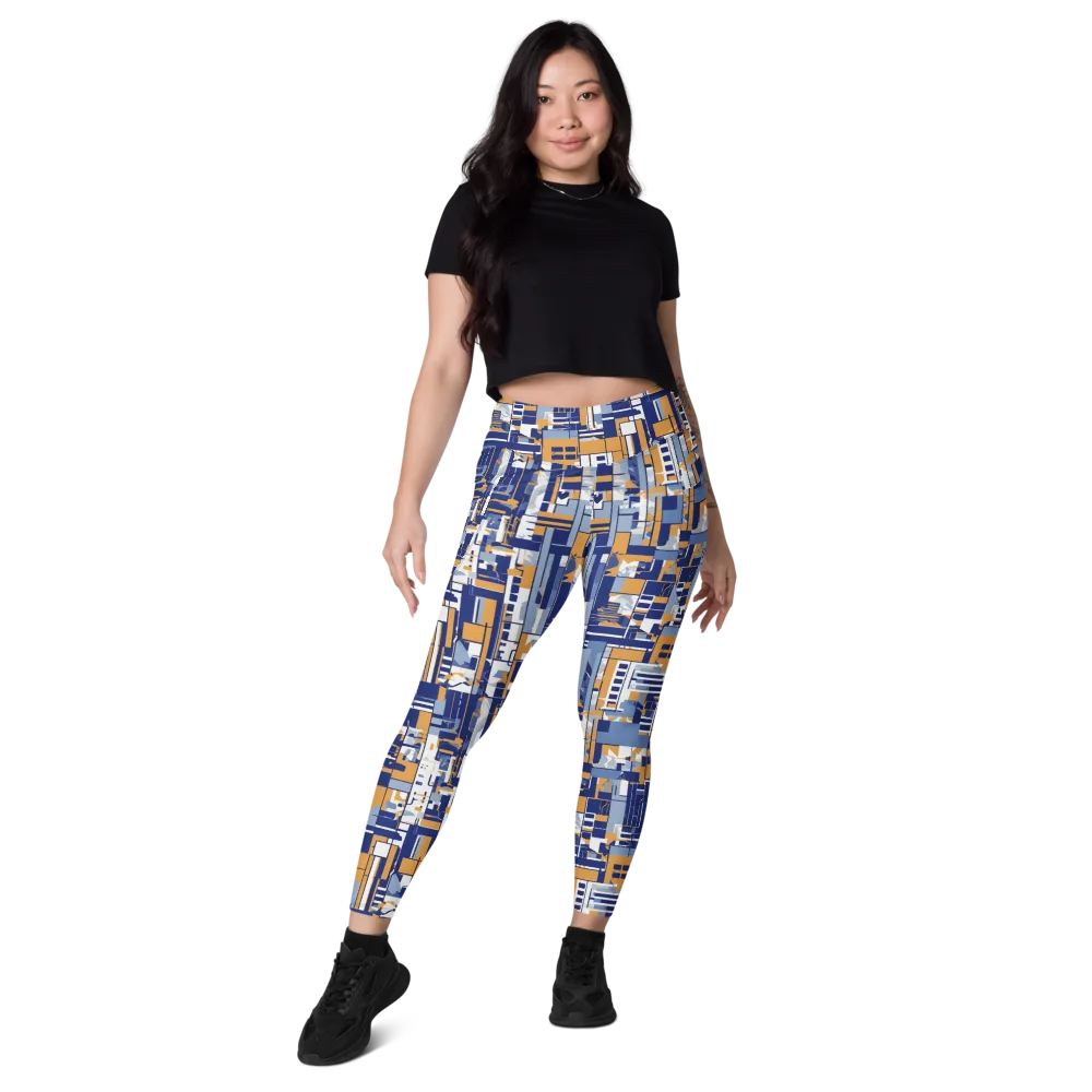 Blueprint Mosaic on Leggings with Pockets — Front
