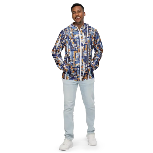 Blueprint Mosaic on a Men's Windbreaker