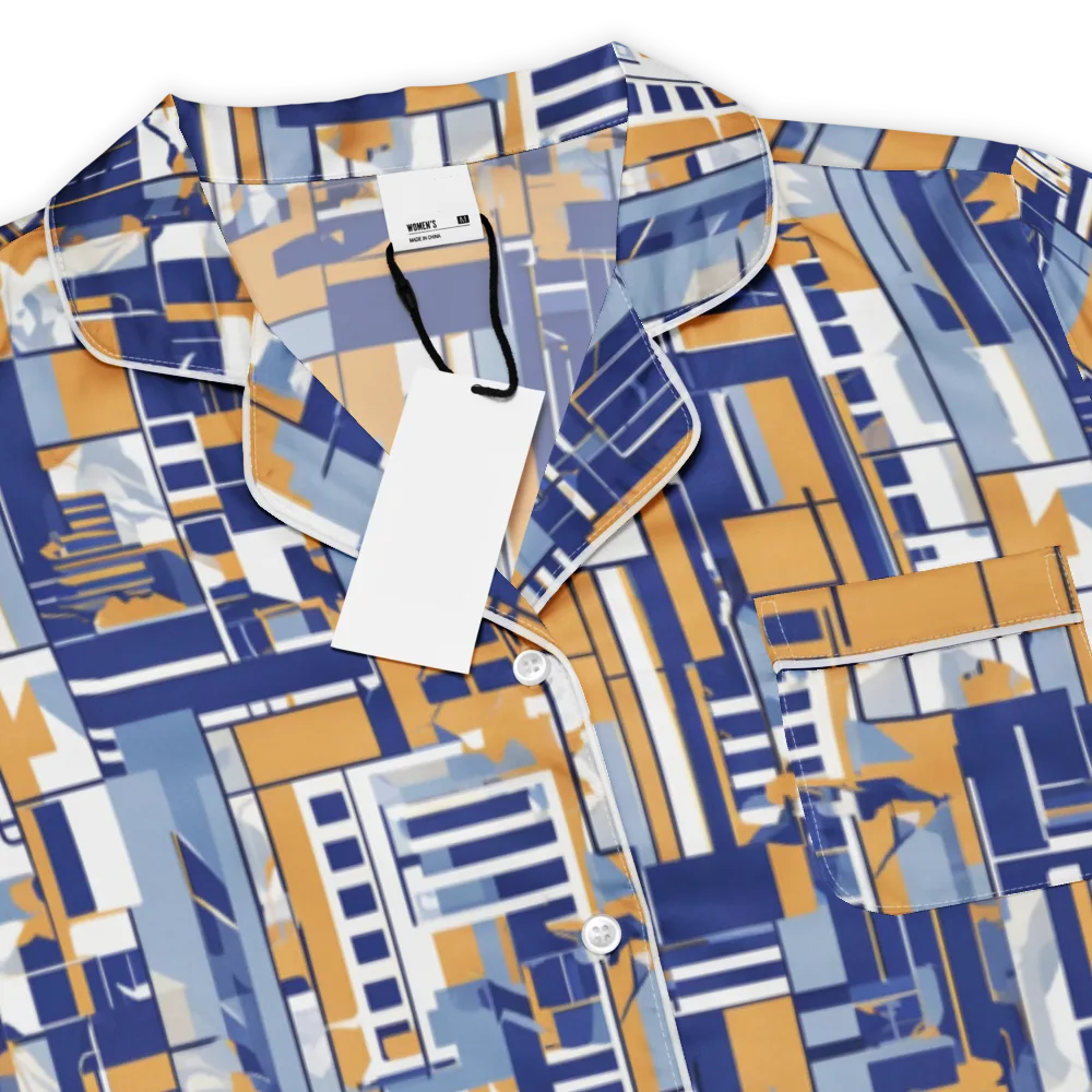 Blueprint Mosaic on Women's Short Sleeve Pajama Top — Product details