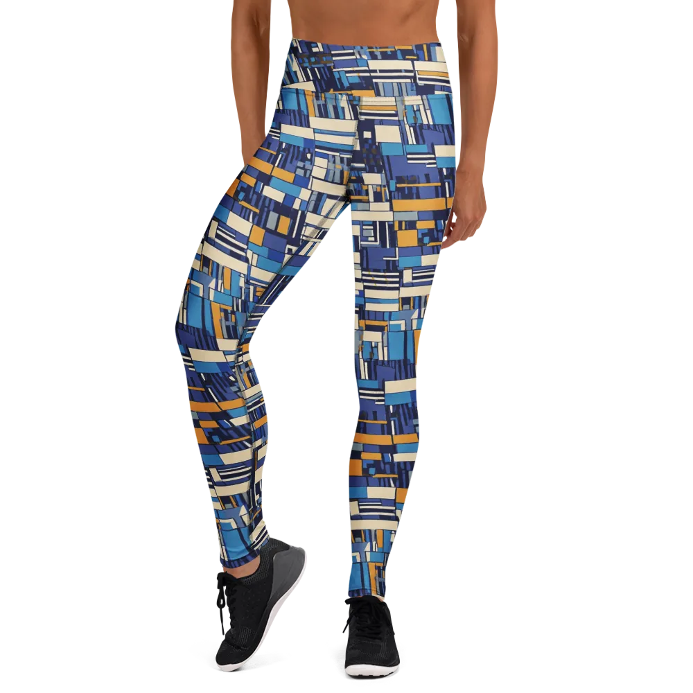 Saffron Blueprint on Yoga Leggings — Front