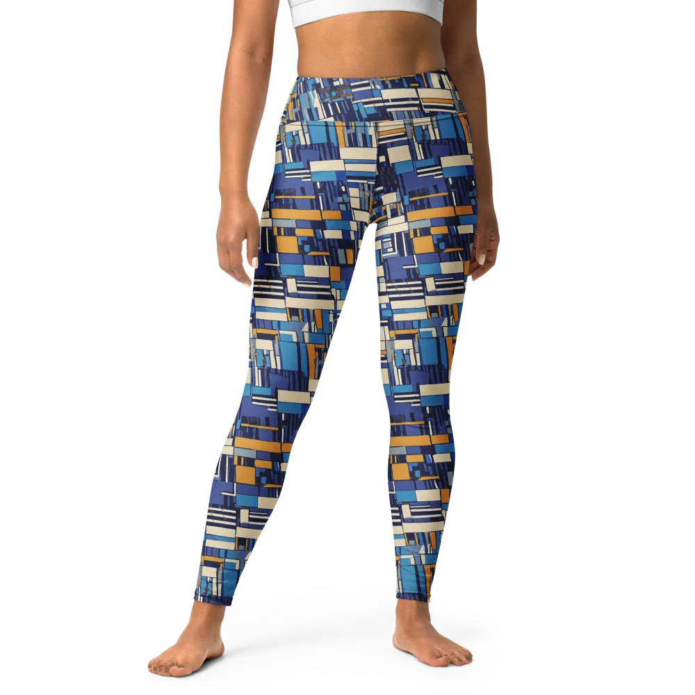 Saffron Blueprint on Yoga Leggings — Front