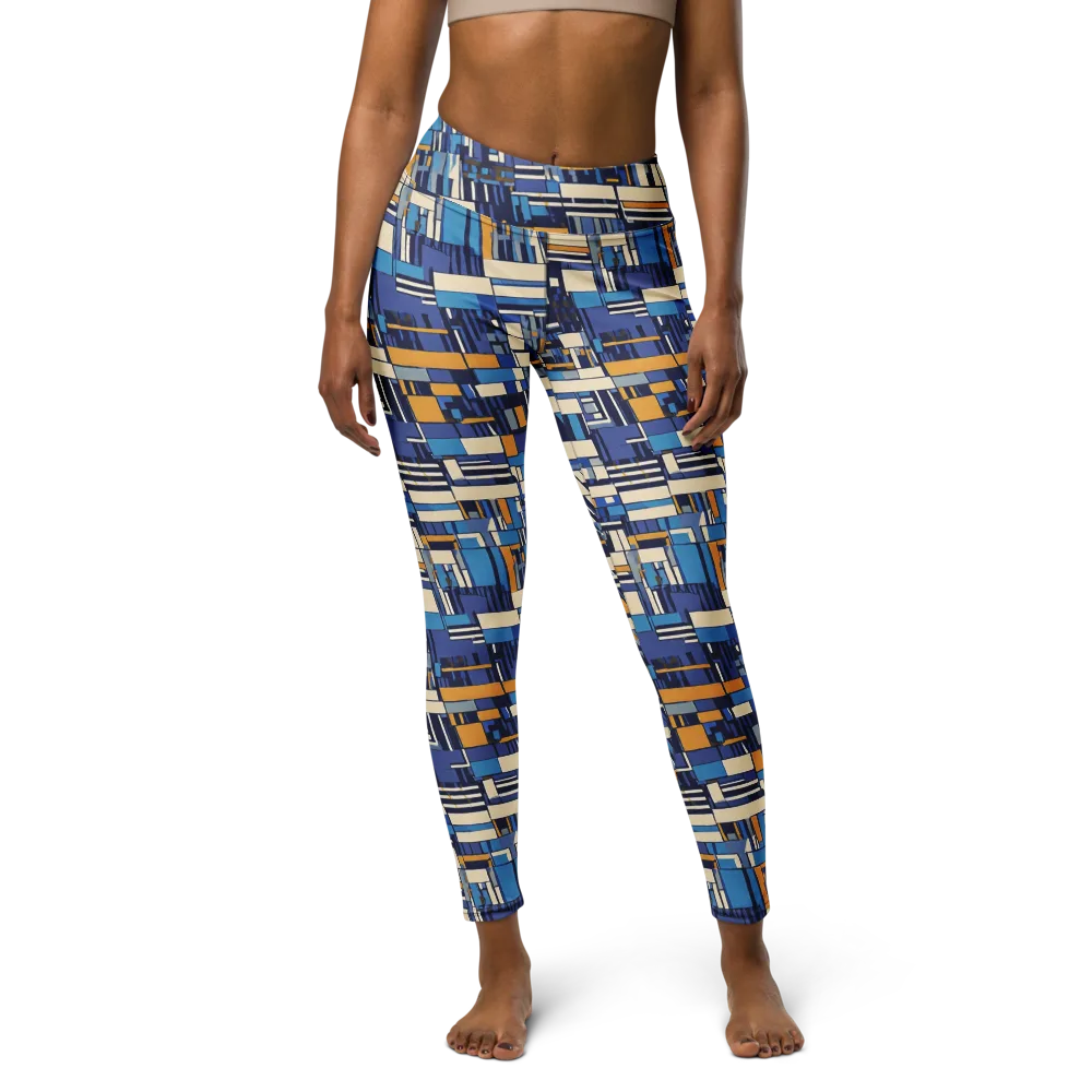 Saffron Blueprint on Yoga Leggings — Front