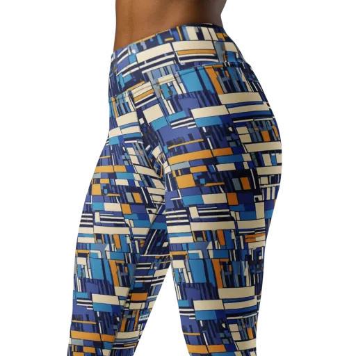 Saffron Blueprint on a Yoga Leggings