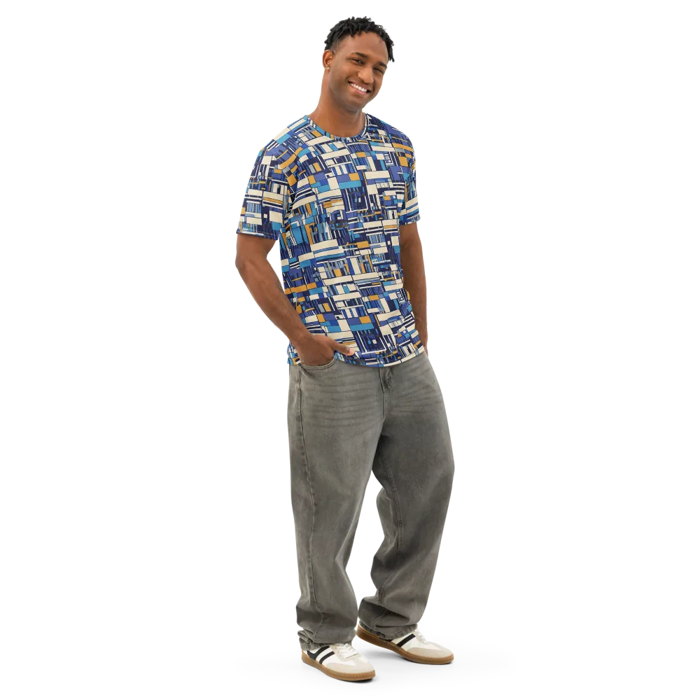 Saffron Blueprint on Men's Cotton Crew Neck T-Shirt — Right Front