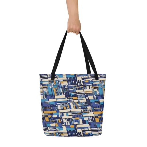 Saffron Blueprint on a Large Tote Bag W/ Pocket