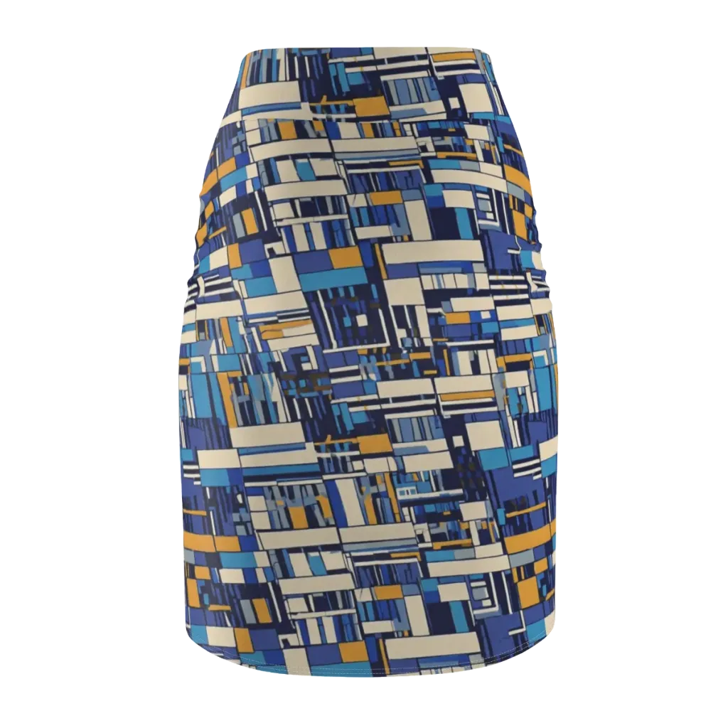 Saffron Blueprint on Pencil Skirt — Back