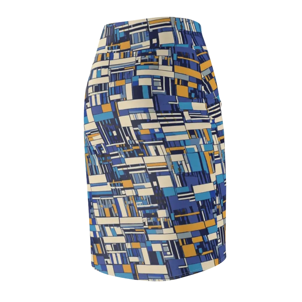 Saffron Blueprint on Pencil Skirt — Back Side