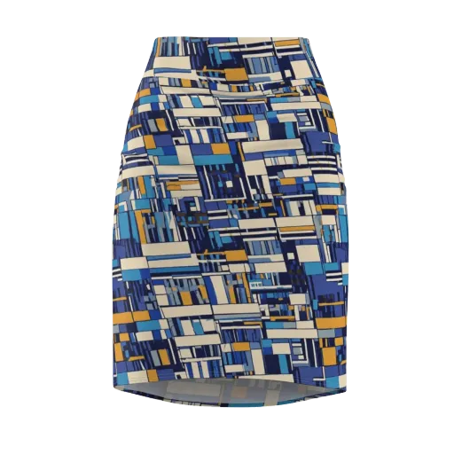 Saffron Blueprint on a Pencil Skirt