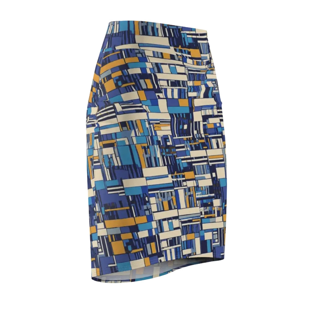 Saffron Blueprint on Pencil Skirt — Front Side
