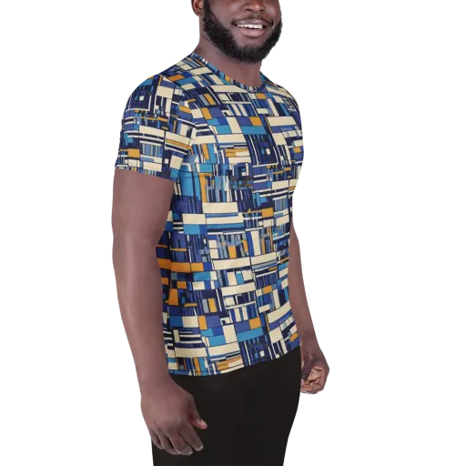 Saffron Blueprint on a Men's Athletic T-Shirt