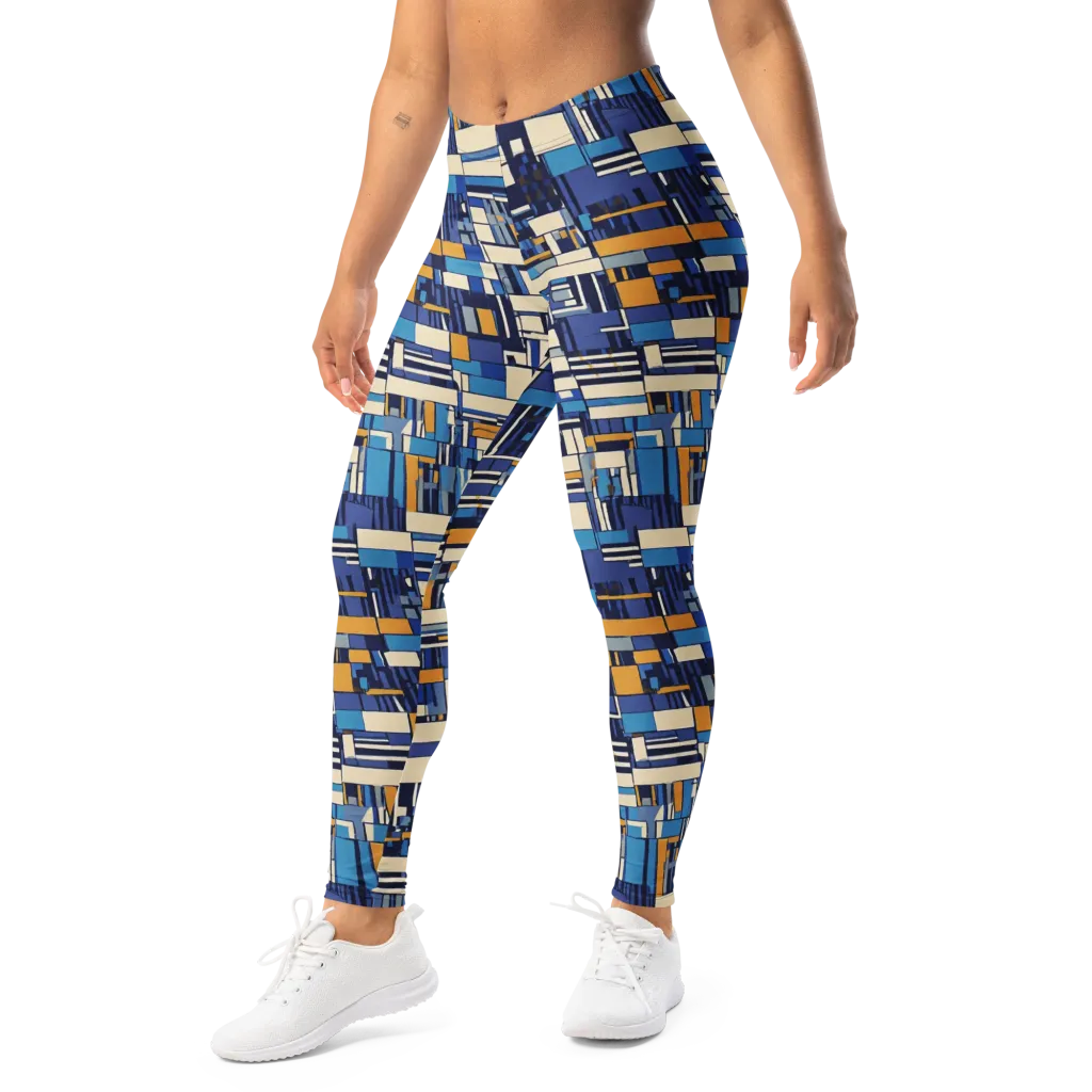 Saffron Blueprint on Leggings — Left Front
