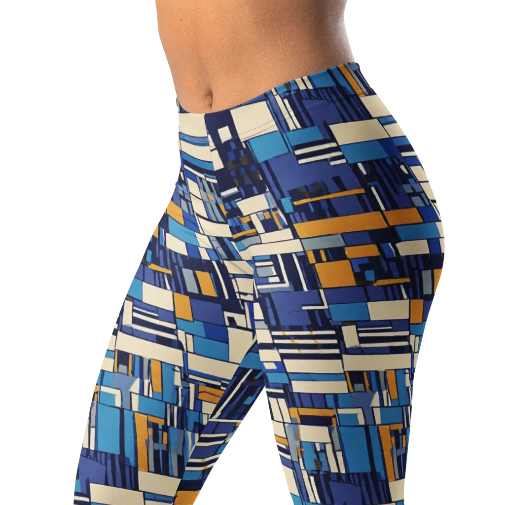 Saffron Blueprint on Leggings — Left Front