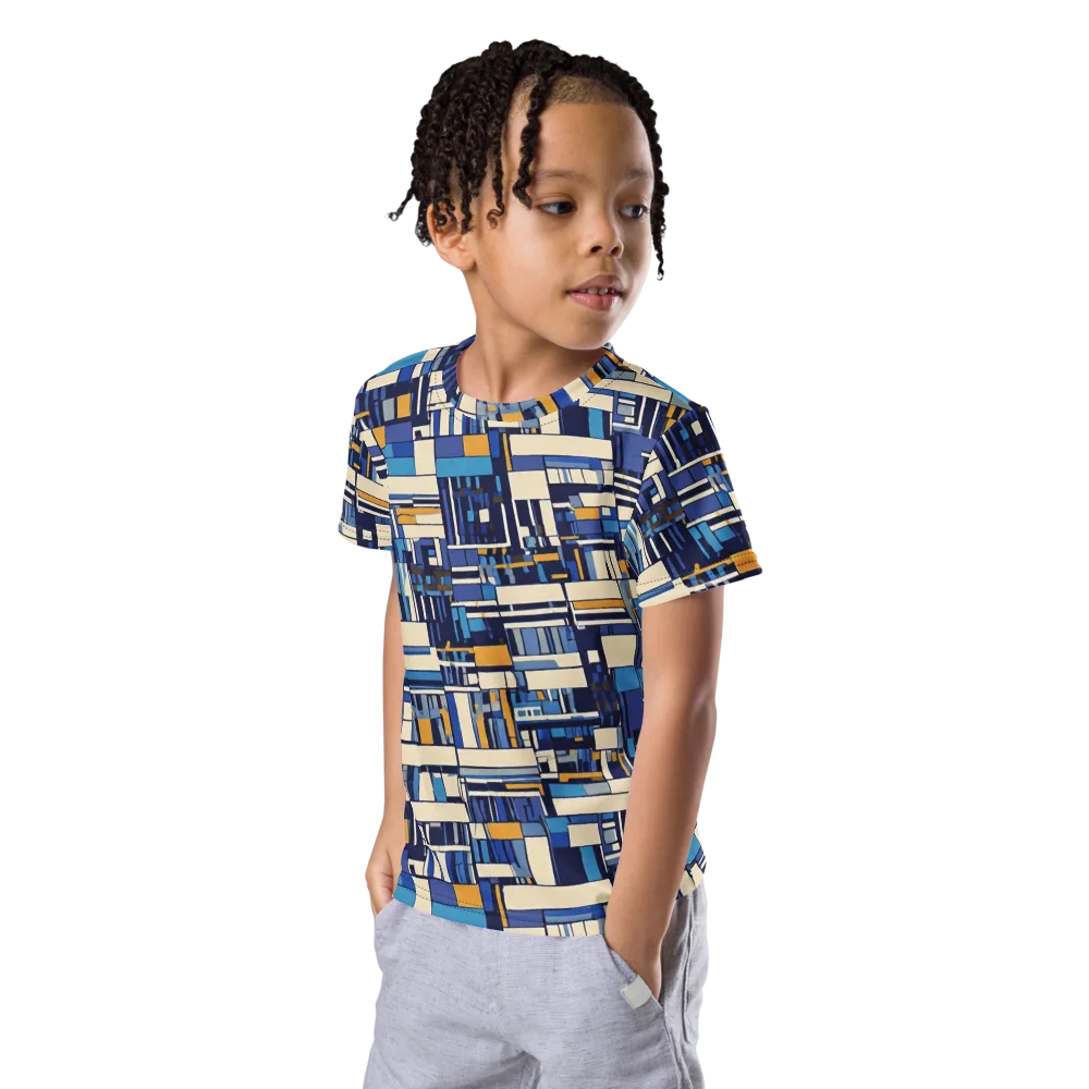 Saffron Blueprint on Kids Crew Neck T-Shirt — Left Front
