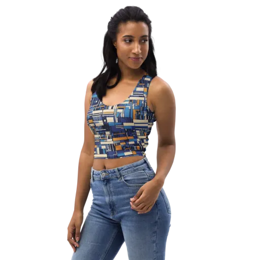 Saffron Blueprint on a Crop Top
