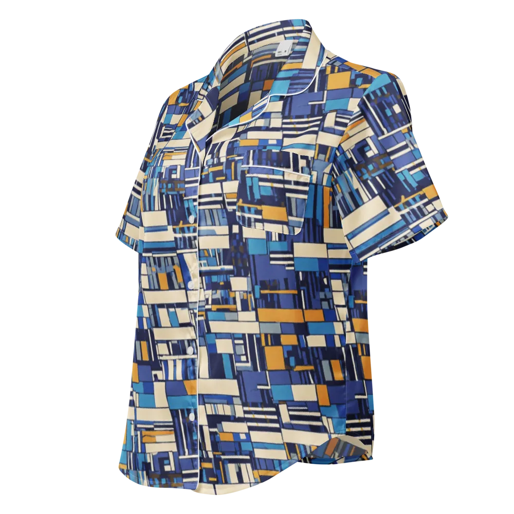 Saffron Blueprint on Women's Short Sleeve Pajama Top — Left Front