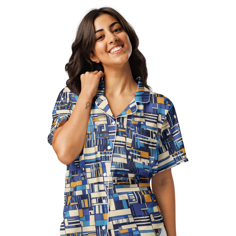 Saffron Blueprint on Women's Short Sleeve Pajama Top — Front