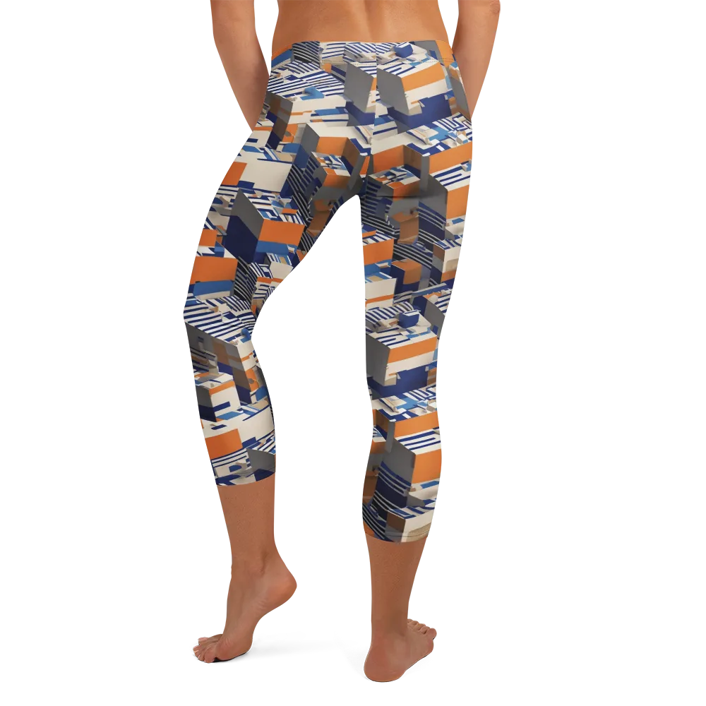 Cobalt Blocks on Capri Leggings — Back