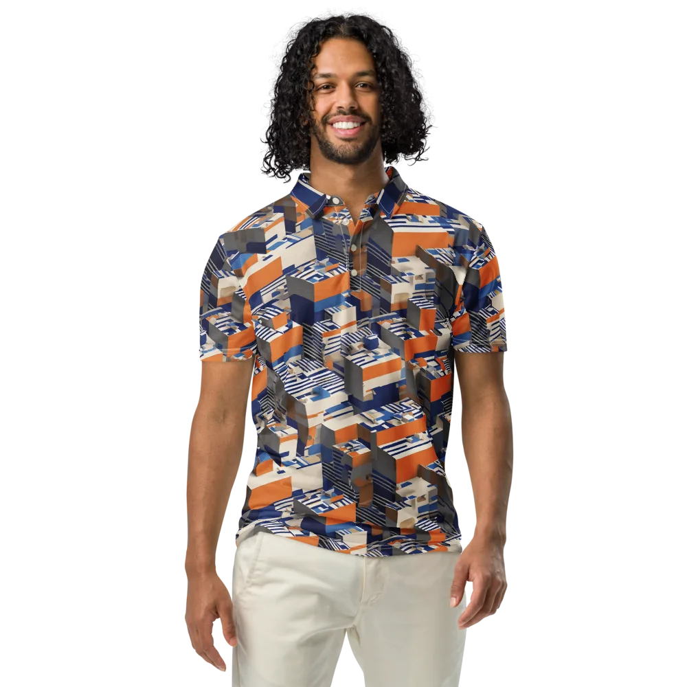 Cobalt Blocks on Men's Slim Fit Polo Shirt — Front