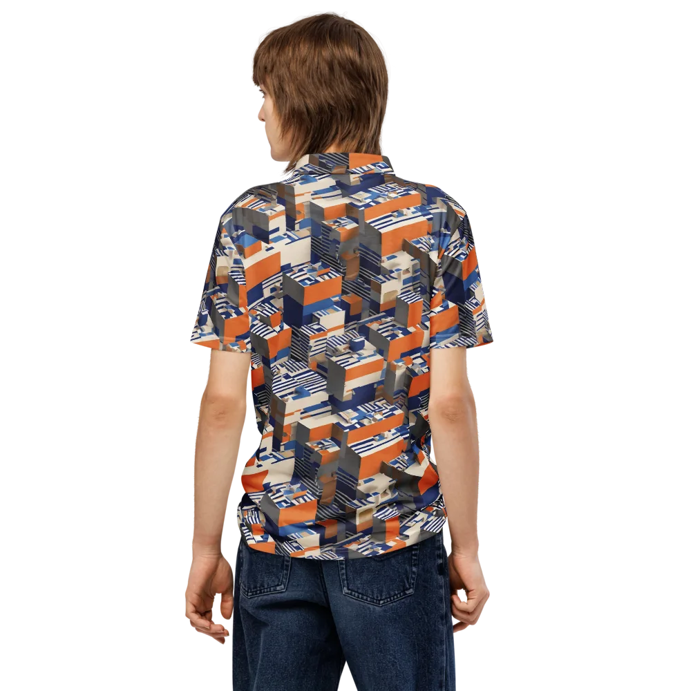 Cobalt Blocks on Men's Slim Fit Polo Shirt — Back