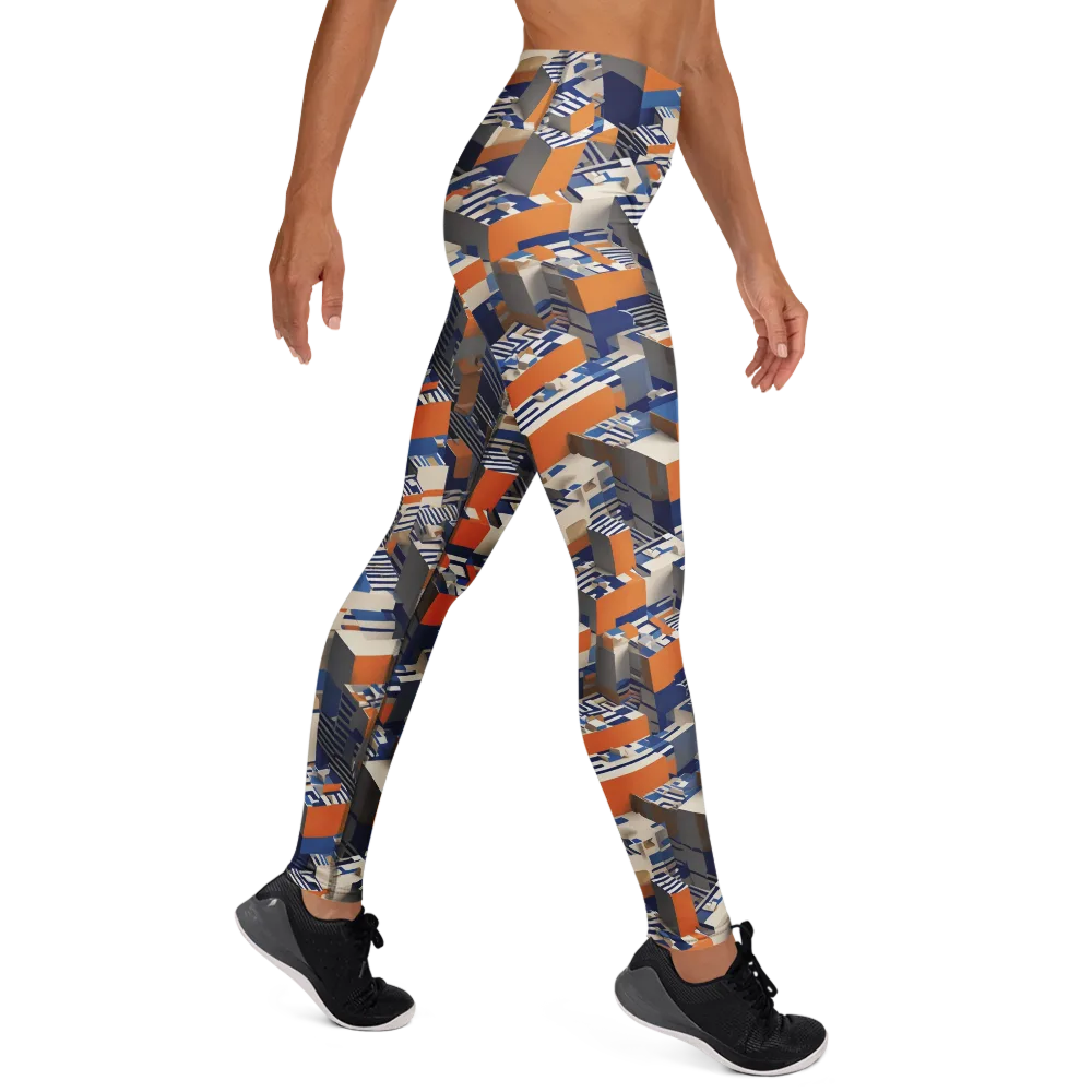Cobalt Blocks on Yoga Leggings — Right