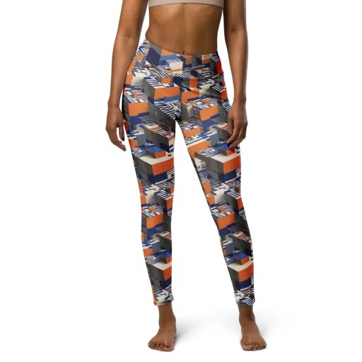 Cobalt Blocks on a Yoga Leggings