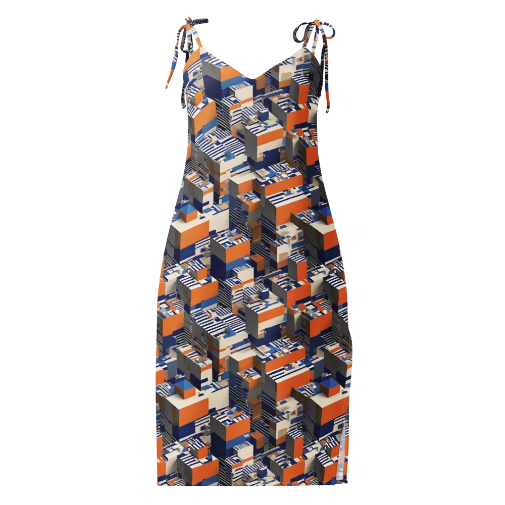 Cobalt Blocks on Slip Dress — Front