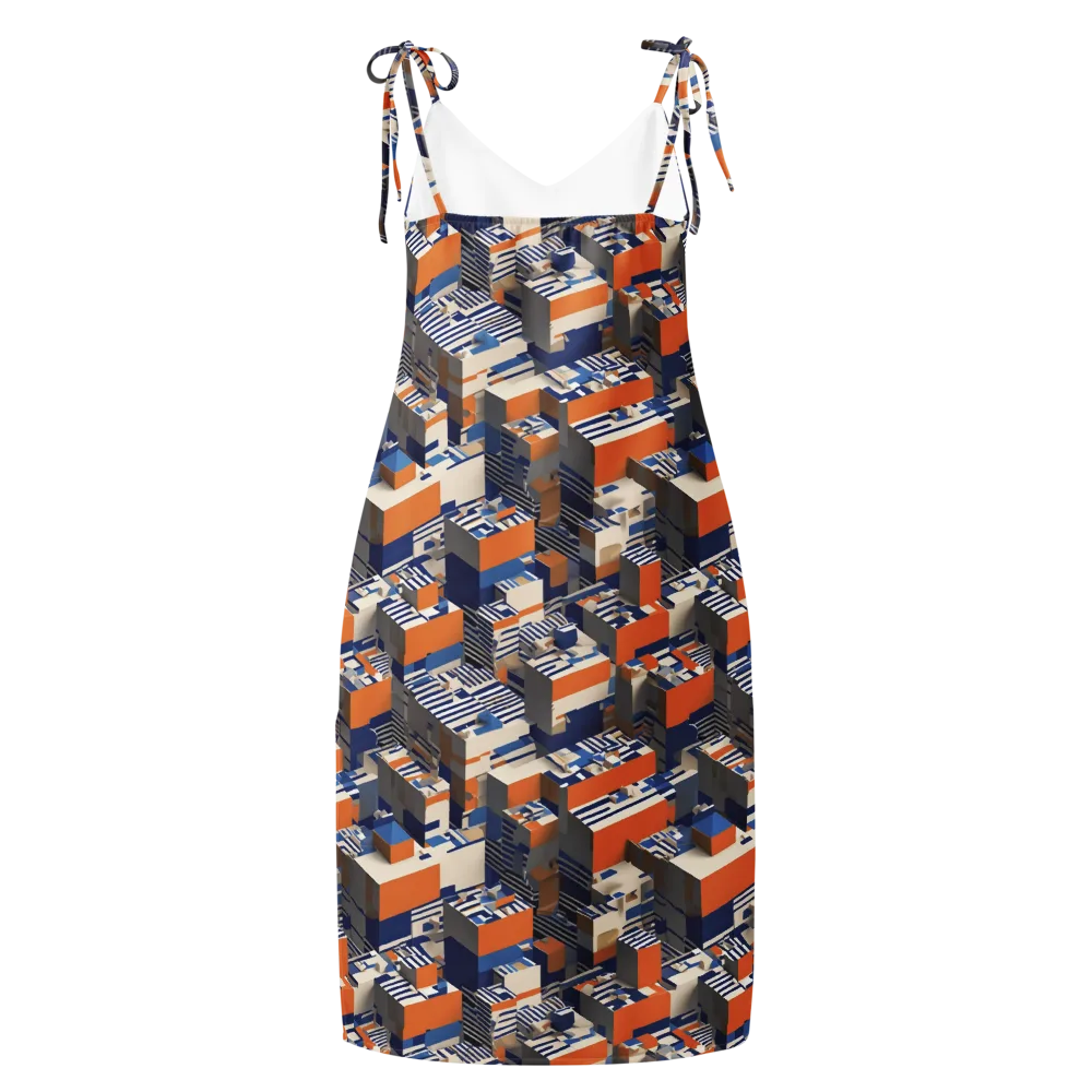 Cobalt Blocks on Slip Dress — Back