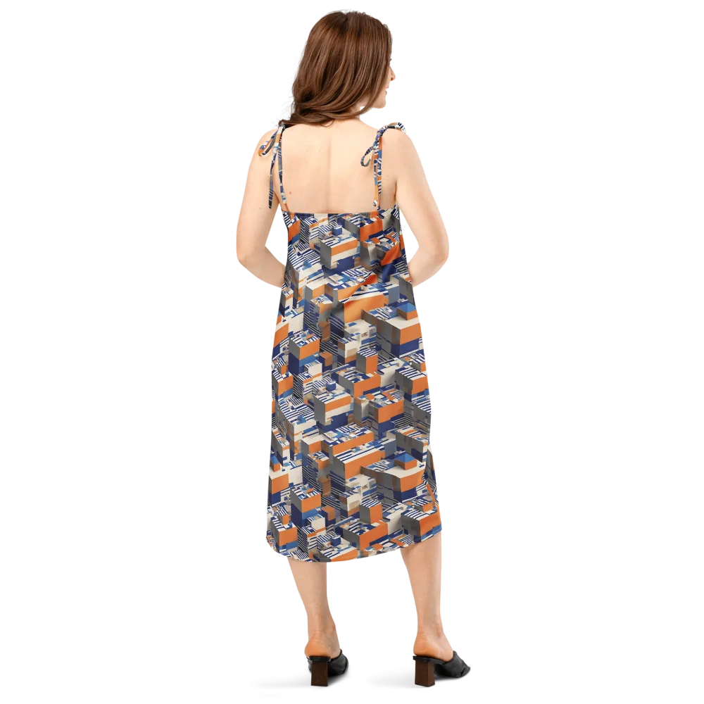 Cobalt Blocks on Slip Dress — Back