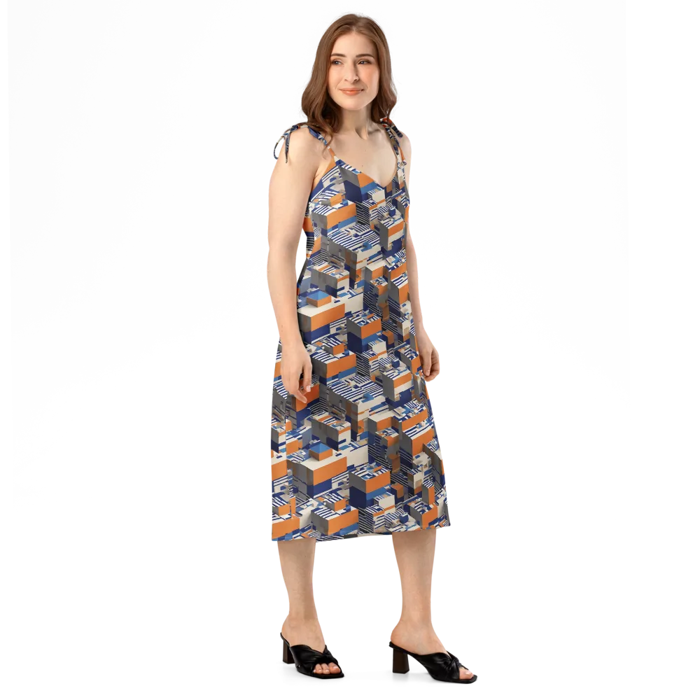 Cobalt Blocks on Slip Dress — Right Front