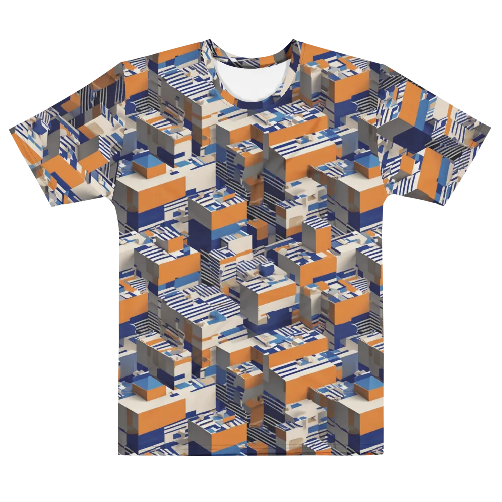 Cobalt Blocks on Men's Cotton Crew Neck T-Shirt — Front