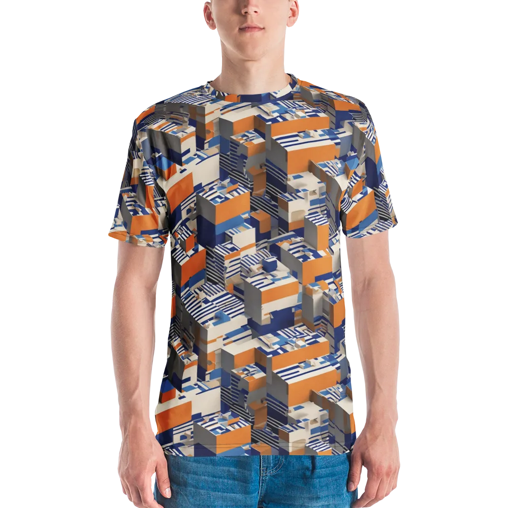 Cobalt Blocks on Men's Crew Neck T-Shirt — Front