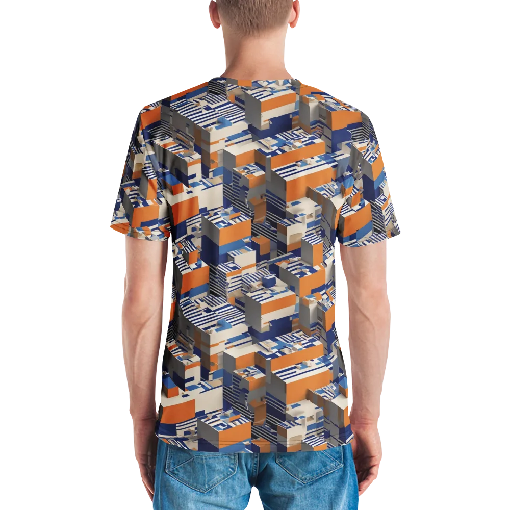 Cobalt Blocks on Men's Crew Neck T-Shirt — Back