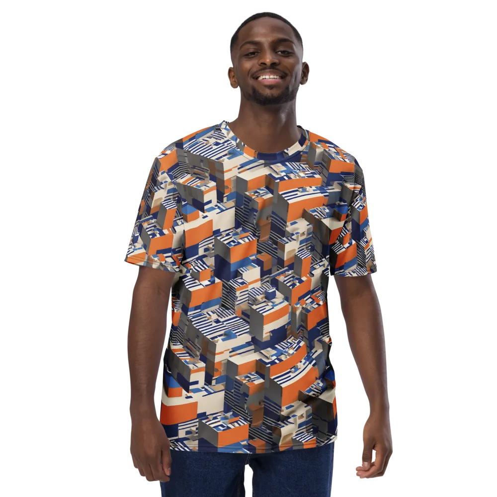 Cobalt Blocks on Men's Crew Neck T-Shirt — Front