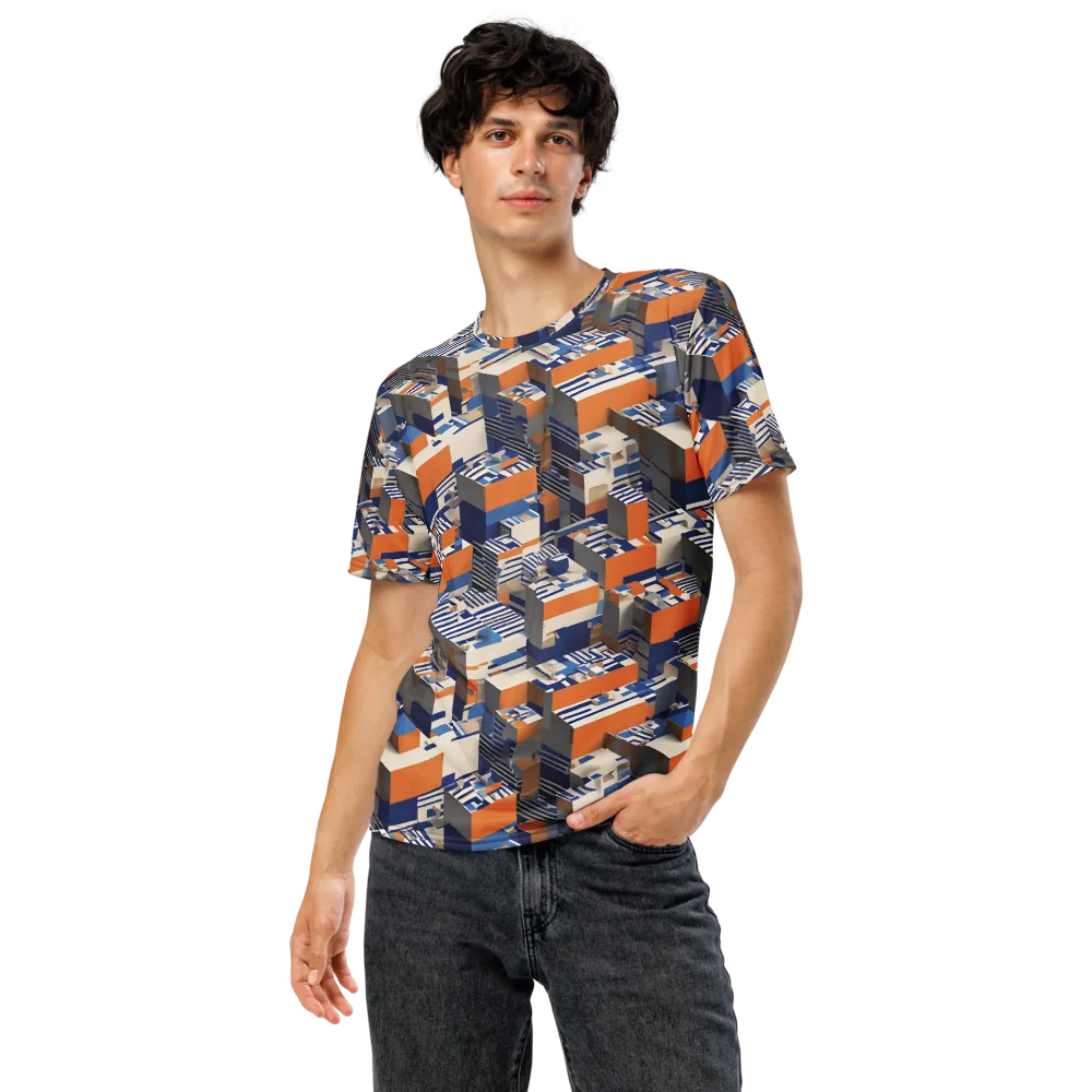 Cobalt Blocks on Men's Crew Neck T-Shirt — Front