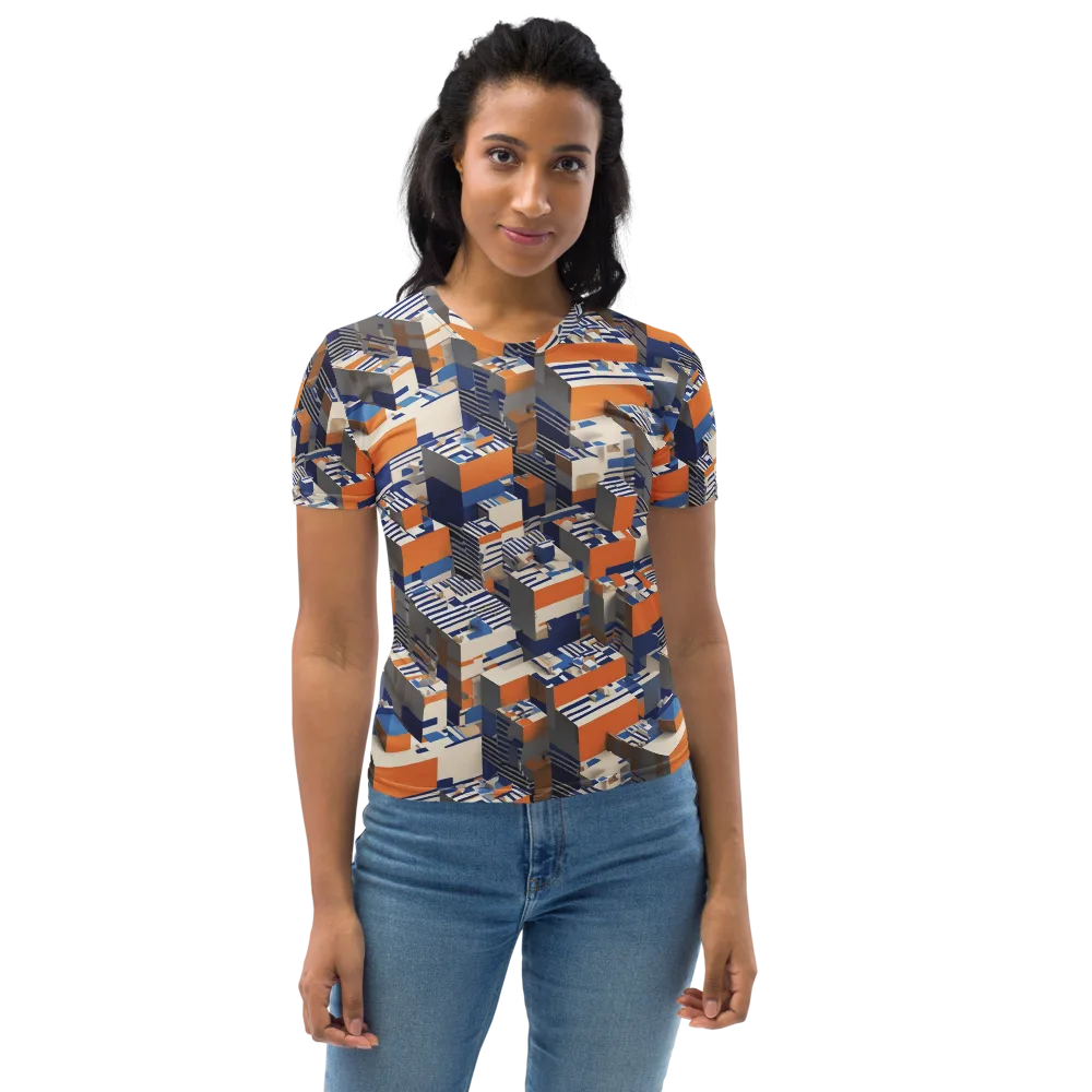Cobalt Blocks on Women's Crew Neck T-Shirt — Front