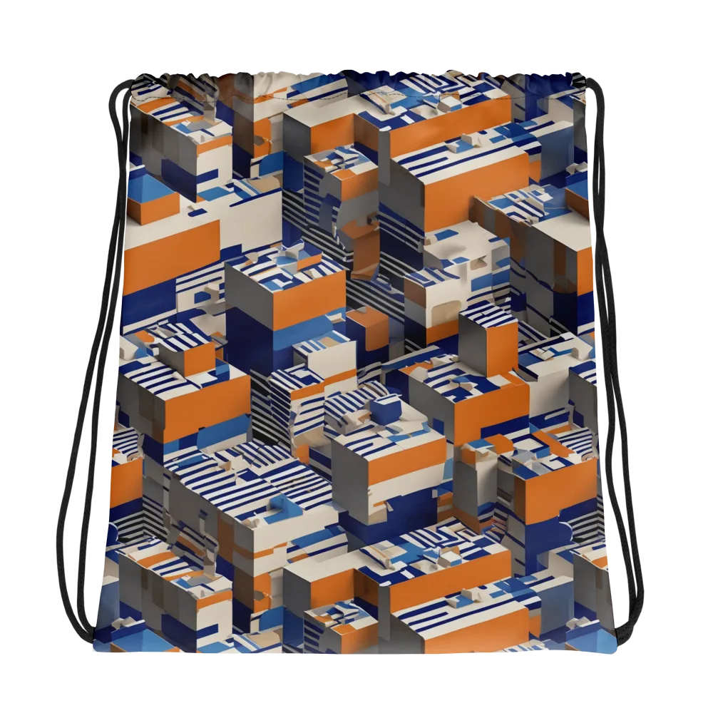 Cobalt Blocks on Drawstring Bag — Photo