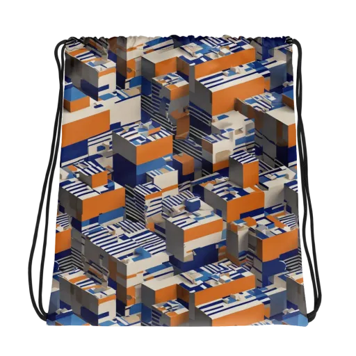 Cobalt Blocks on a Drawstring Bag