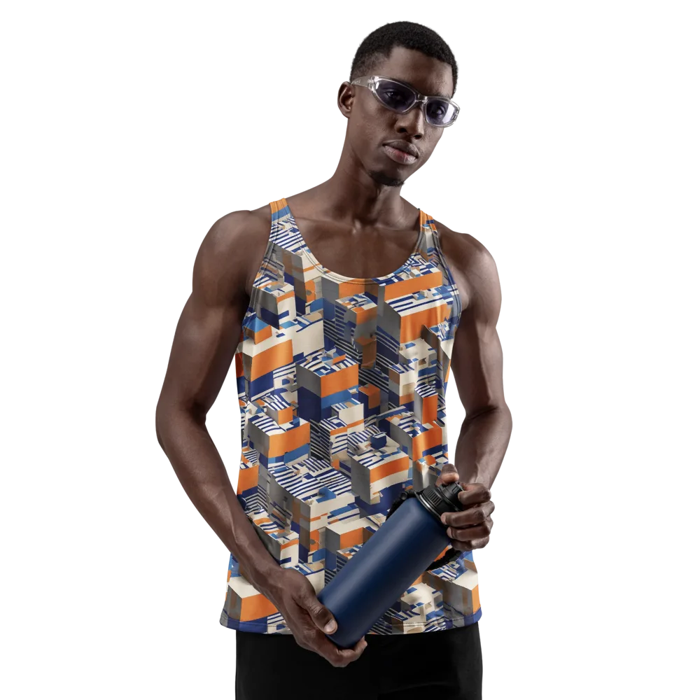 Cobalt Blocks on Men's Tank Top — Front