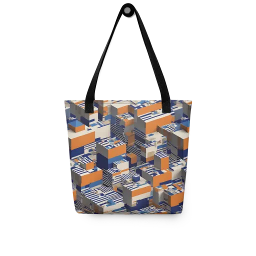 Cobalt Blocks on a Tote Bag