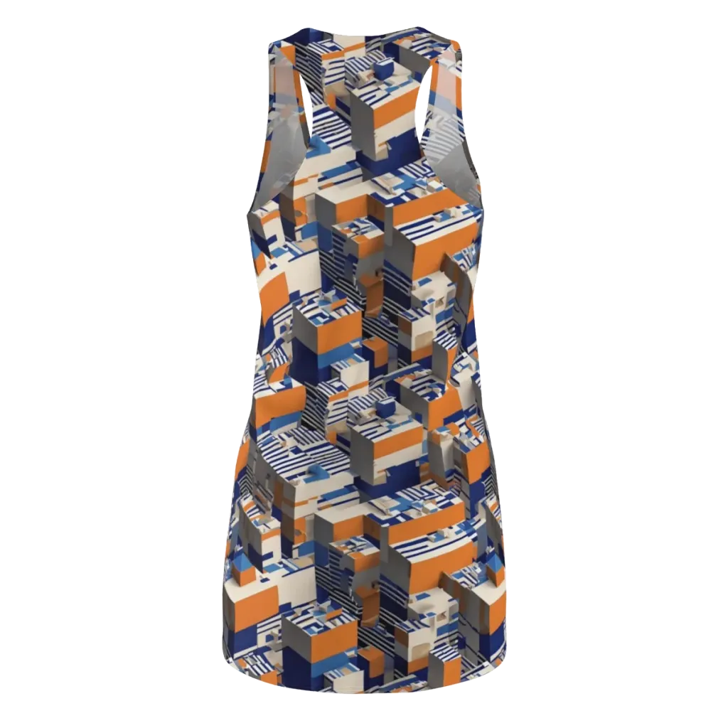 Cobalt Blocks on Racerback Dress — Back