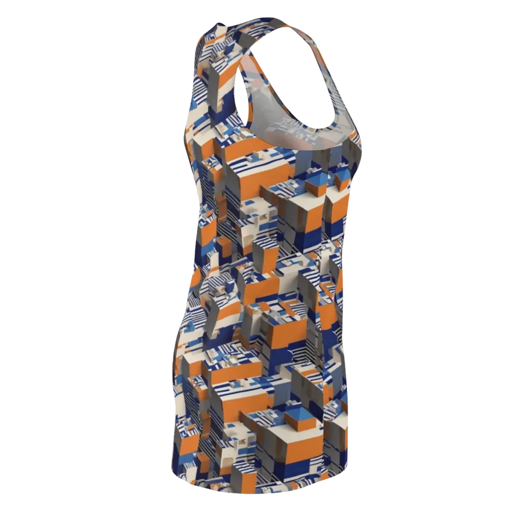 Cobalt Blocks on Racerback Dress — Back Side