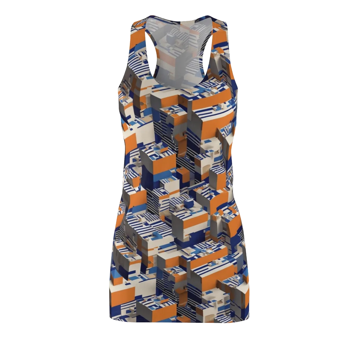 Cobalt Blocks on Racerback Dress — Front