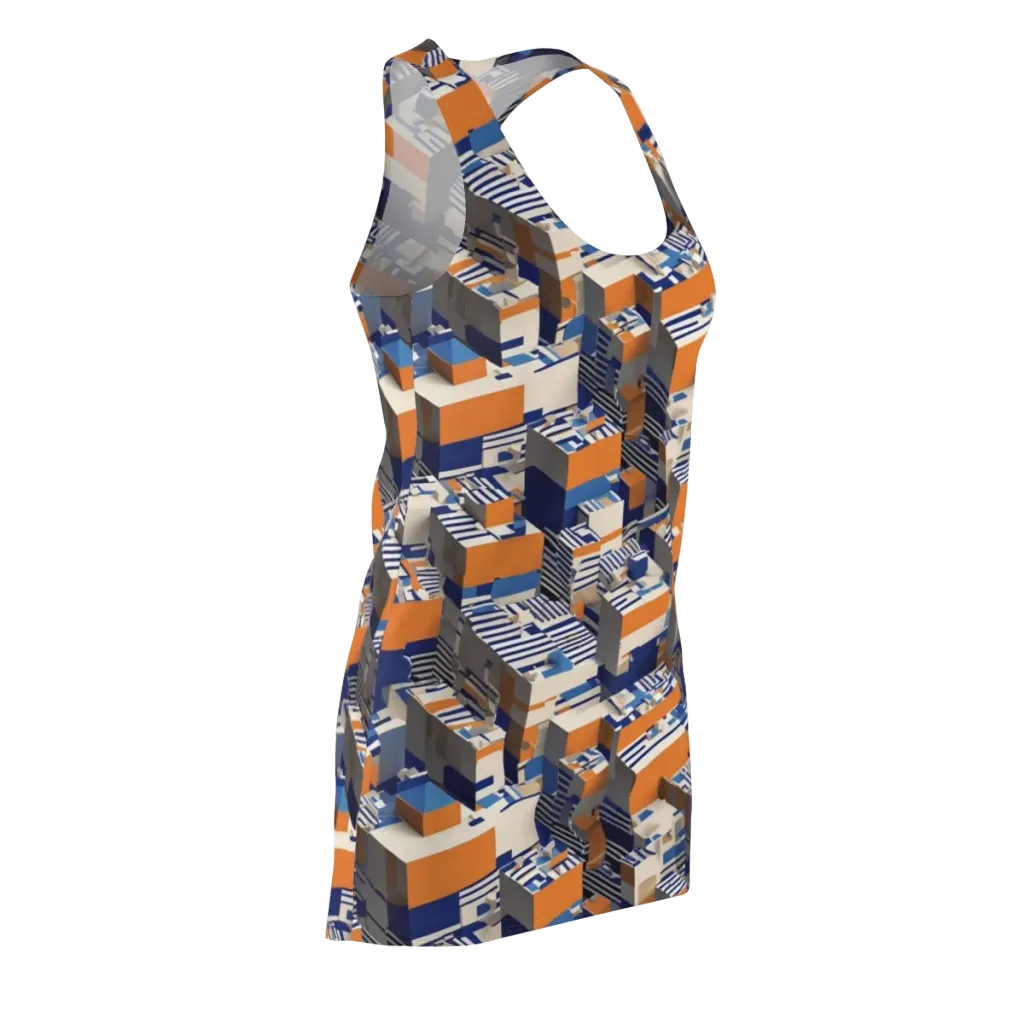 Cobalt Blocks on Racerback Dress — Front Side
