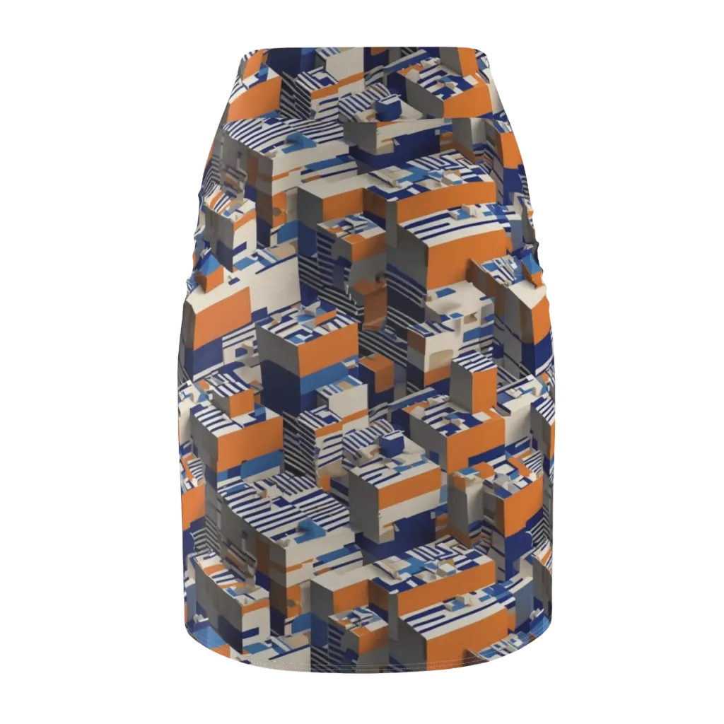 Cobalt Blocks on Pencil Skirt — Back