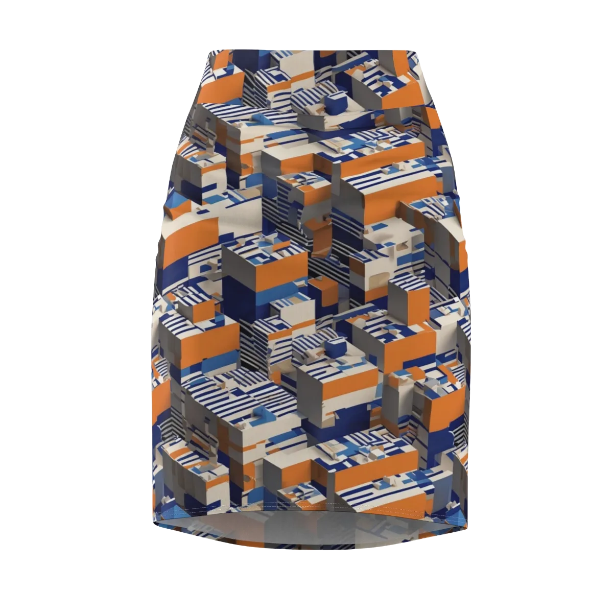 Cobalt Blocks on Pencil Skirt — Front