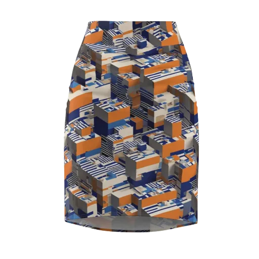 Cobalt Blocks on a Pencil Skirt