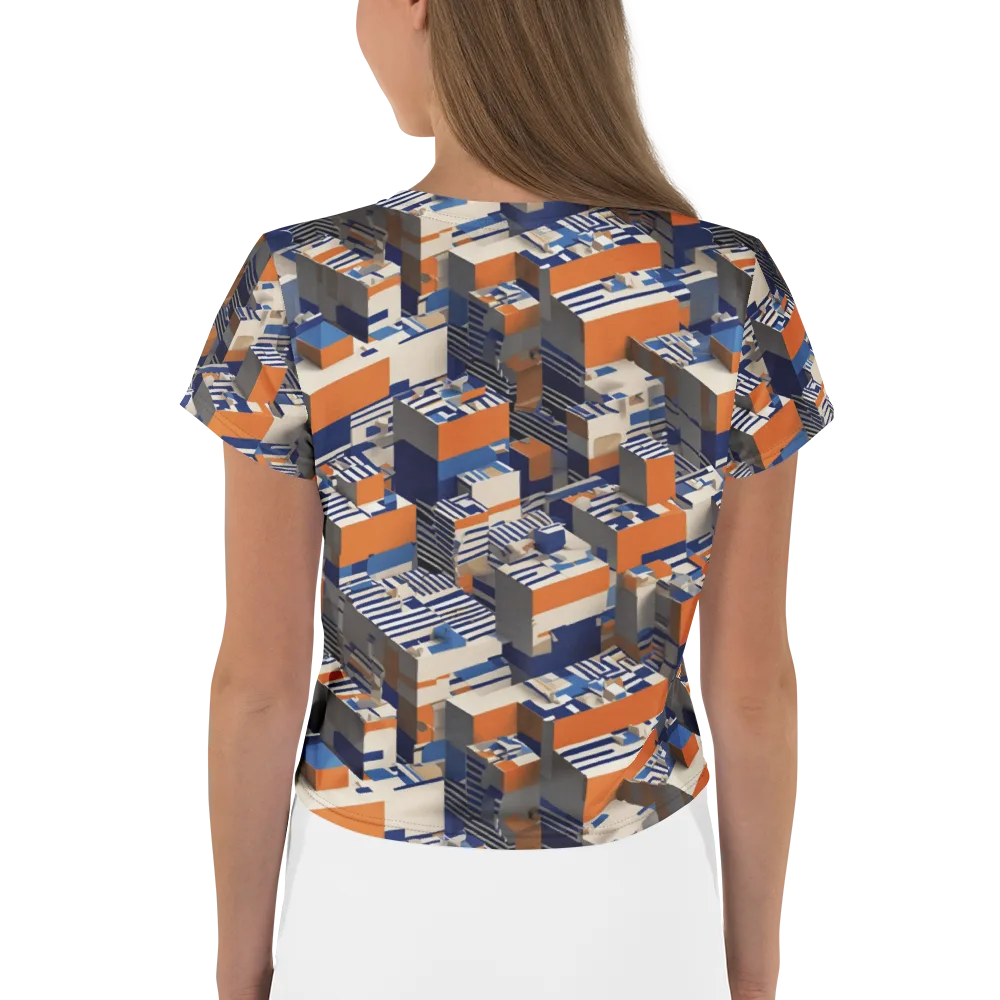 Cobalt Blocks on Crop Tee — Back