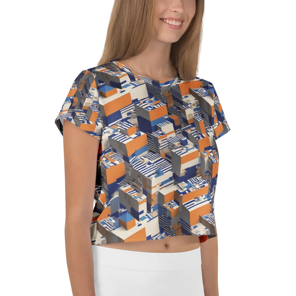 Cobalt Blocks on Crop Tee — Right