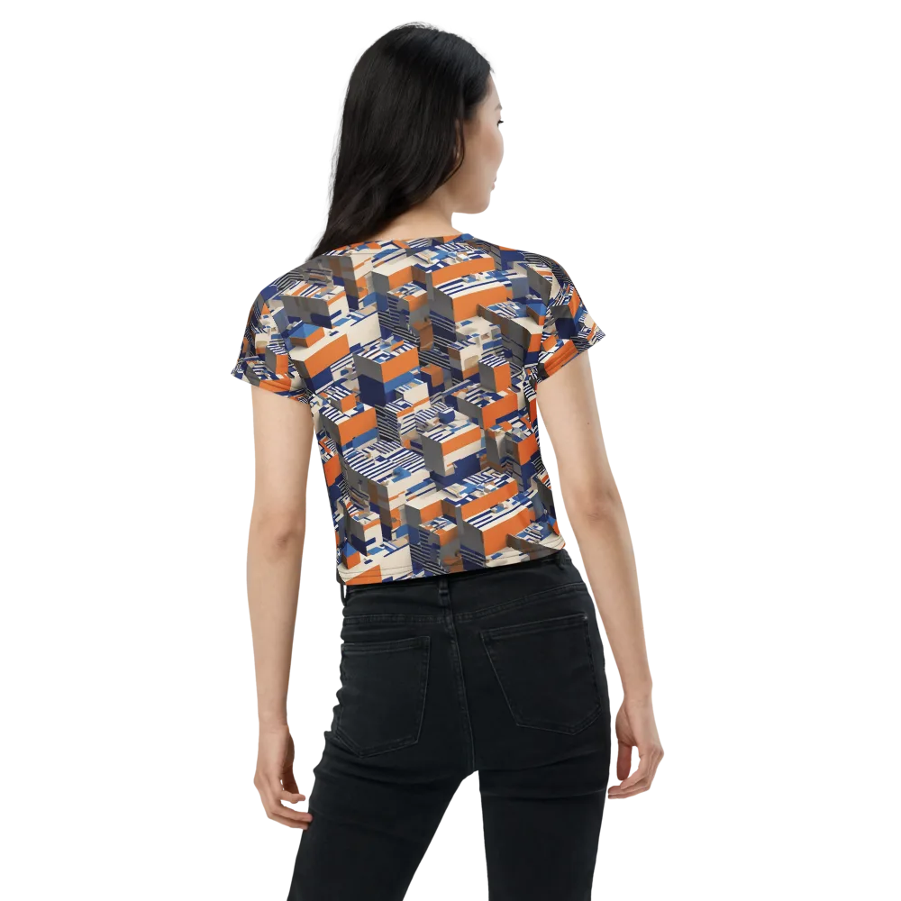 Cobalt Blocks on Crop Tee — Back