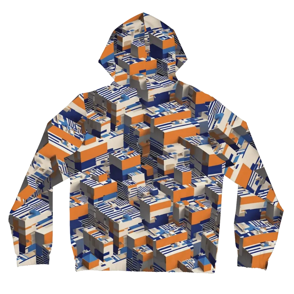 Cobalt Blocks on Women's Full-Zip Hoodie — Back